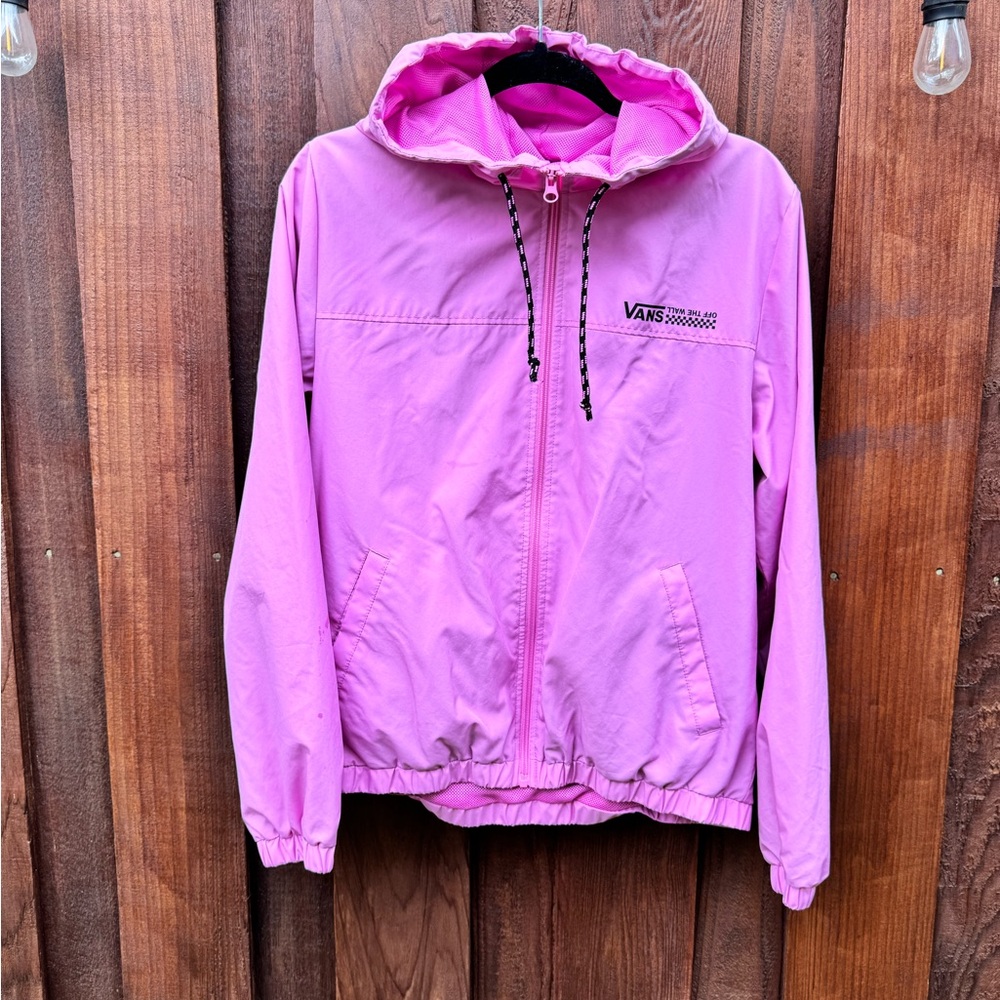 Vans Off the Wall Full Zip Pink Rain Hooded Jacket Large